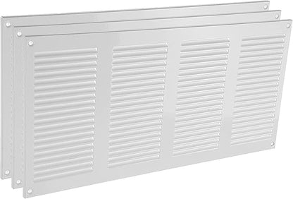 Vent Systems 16" x 8" Inch White Metal Air Vent Cover - 3 Pack - Louvered Wall Grille with Built-in Mesh Screen - Durable HVAC Duct Cover for Exhaust and Supply in Home, Garage - Indoor & Outdoor Use