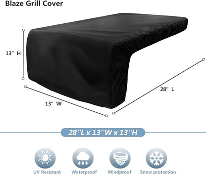 Cover for Lynx Double Side Burner Built-in,Heavy Duty 600D Waterproof Outdoor Grill Burner Cover with Plush Lining,28''L x 13''W x 13''H,Black