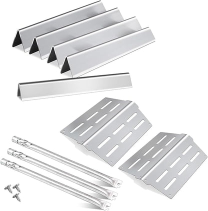 Flavorizer Bars,Heat Deflectors and Grill Burner for Weber Genesis 300 Series Grills with Front Control Knob, Genesis S310 S320 S330 E310 E320 E330,for Weber 7620 7621