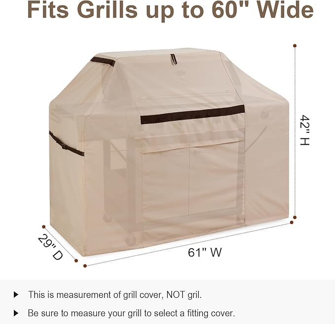 Grill Covers Heavy Duty Waterproof 61 inch BBQ Gas Grill Cover with Handles Easy On/Off Dustproof Fade Resistant for Weber Char-Broil Nexgrill and More Grills