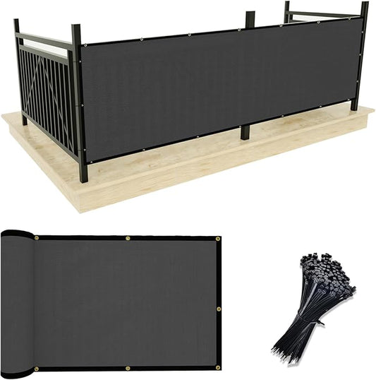 UPGRADE Privacy Screen 3' x 16' Fence Commercial Shade Cover with Brass Grommets Heavy Duty Perfect for Outdoor Back Yard, Grey, Customizable