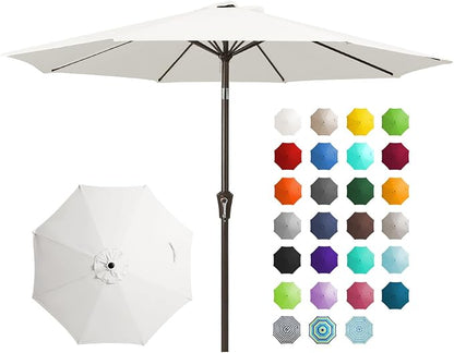 JEAREY 9FT Outdoor Patio Umbrella, Market Umbrella, Creamy-white | Outdoor by JEAREYOutdoorsCollection