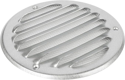 Repa Market 4 Inch (Opening Dimensions) Round Air Vent Cover/White Galvanized Steel Louvered Grill Cover with Mesh Screen/Wall or Ceiling Vent/HVAC Register for DIY Home Improvement