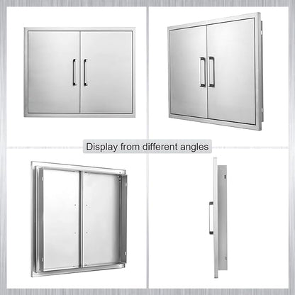 Outdoor Kitchen Door, 28" W23 H Kitchen Access Door, Stainless Steel BBQ Double Doors, Available for Outdoor Kitchen Island