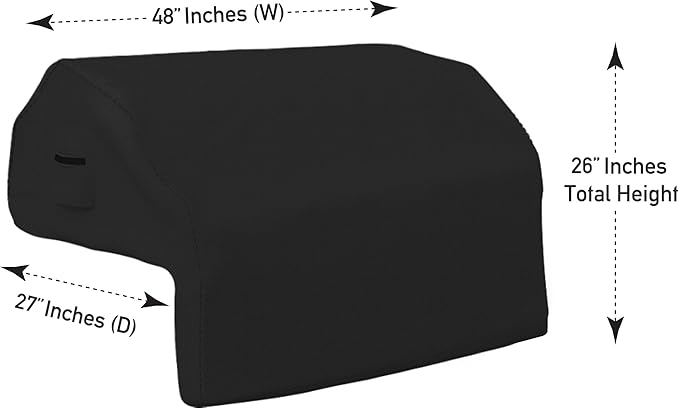 Covers & all Built-in Outdoor Grill Cover, Durable 12 Oz Waterproof Cover Max Material with Air Pocket & Elastic for Snug Fit (48" W x 27" D x 26" H Inches, Black)