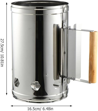 Angoily Fast Charcoal Chimney Starter Barrel for Outdoor BBQ Grill Tool Rust-Resistant Fire Starter for Camping Tailgate Backyard Cooking Compatible with Charcoal Barbecue and Grill