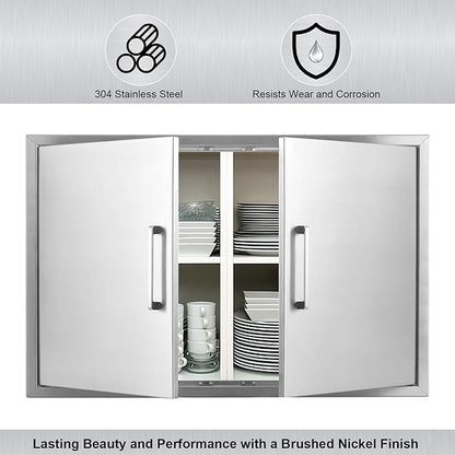 Outdoor Kitchen Door, 30" W21 H Outdoor Kitchen Access Door, Stainless Steel BBQ Double Door, Available for Outdoor Kitchen Island or Outdoor Kitchen.