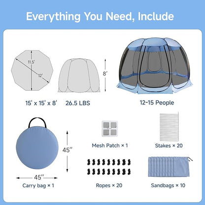 Alvantor Pop Up Screen House Tent, Instant Outdoor Gazebo - Image 8