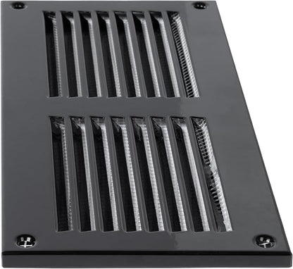 Repa Market 8x4 Inch Air Vent Cover/Black Galvanized Steel Louvered Grill Cover with Mesh Screen/Wall or Ceiling Vent/Durable Flush Mount HVAC Register for Indoor and Outdoor Ventilation