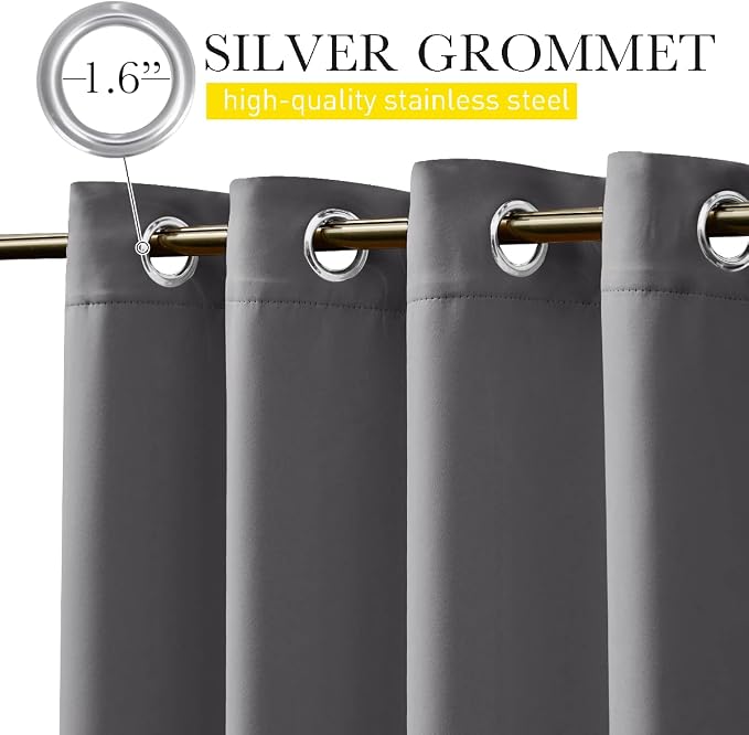 NICETOWN Weighted Curtains for Patio Waterproof W66xL84 Grey 2 Panels | Gazebo - Image 8
