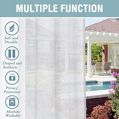 Outdoor Linen Sheer Curtains for Patio Waterproof - Image 6