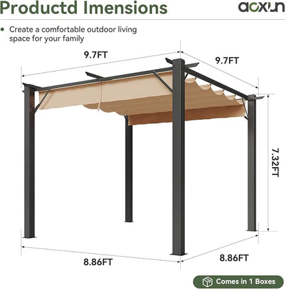 Aoxun 9.7'x9.7' Retractable Pergola - Image 2