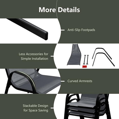 GIANTEX Patio Chairs Set of 4, Stackable Outdoor Dining Chairs - Image 9