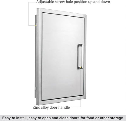Outdoor Kitchen Door, 17 "W23 H Outdoor Kitchen Access Door, Stainless Steel Barbecue Single Door, Can Be Used for Outdoor Kitchen Island Or Outdoor Kitchen
