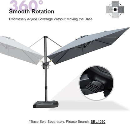 PURPLE LEAF Patio Outdoor Umbrella 9' x 9' Square All-Weather Light Grey | - Image 8