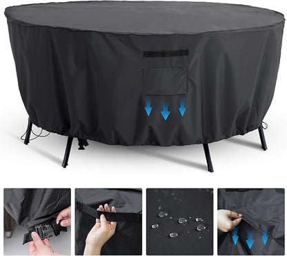 Tempera Round patio furniture covers，Outdoor Round Table Cover , Anti-Fading , Heavy Duty Tear Resistant Waterproof Patio Cover for Outdoor Furniture, 72"D x 27.8"H, Space Grey