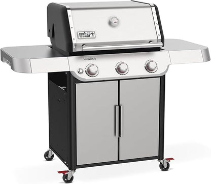 Weber Genesis S-315 Liquid Propane Gas Grill for Outdoor Grilling, 3 Burners, Stainless Steel