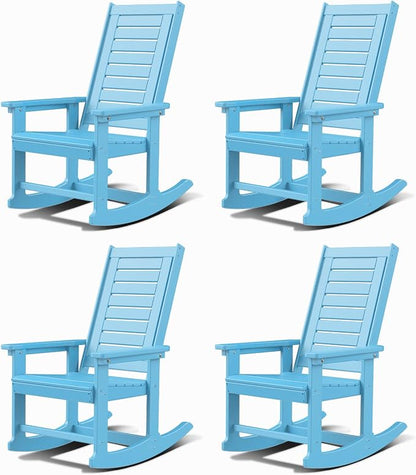 GREENVINES Oversized Outdoor Rocking Chairs Set of 4, HDPE Rocker, Arctic | by GreenVines