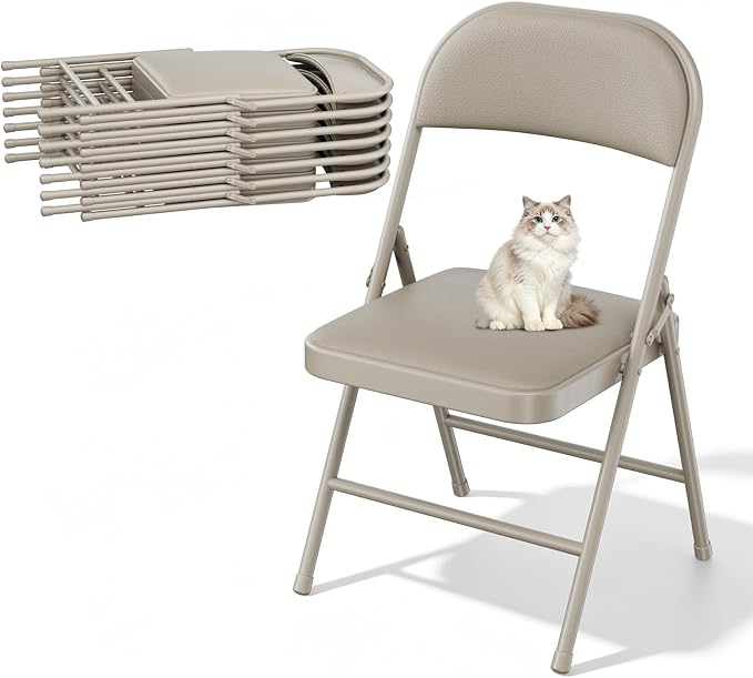 8 Pack Padded Folding Chairs, Portable Metal Foldable Chairs by HomePage