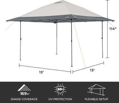 CORE 13 FT x 13 FT Instant Pop Up Canopy Tent | Portable Straight Leg Outdoor Gazebo Shelter with Wheeled Carry Bag | Perfect for Camping, Beach, Picnic, Backyards, BBQ, Tailgate, Patio and Party