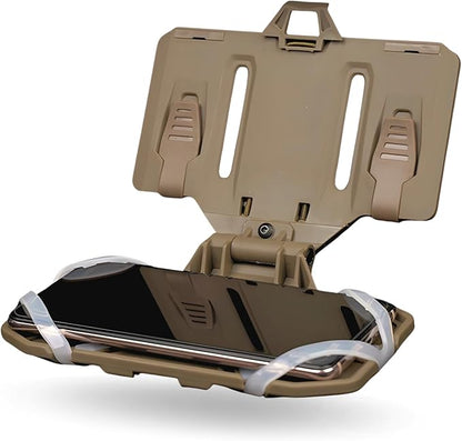 Let Me Be Tactical Plate Carrier Molle Phone Carrier Vest Attachments, Outdoor Universal Foldable Phone Chest Holder, Chest Rig Mount Navigation Board for 4.7"-6.7" Screen (FoldPanel-Tan)