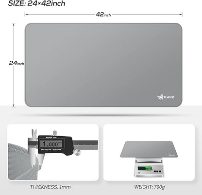 FLASLD Multi-Purpose Fireproof 24 X 42 inches Floor Mat for Indoor or Outdoor Use, Grill Pad for Fireplace, Kitchen Stove, CookTop and Hearth, Premium Deck and Patio Grill Mat, Silver Gray