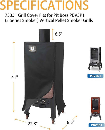 SUPJOYES 73351 Cover for Pit Boss Pellet Smoker Grill, Pitboss 3 Series Vertical Smoker Cover, Heavy Duty Waterproof BBQ Accessories
