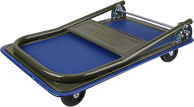 Olympia Tools Foldable Push Cart Dolly - 300 Lb. Capacity Heavy Duty Platform Truck with 360° Swivel Wheels - Black