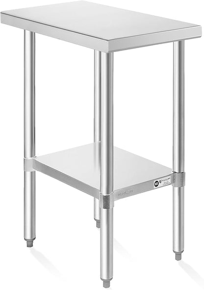 KUTLER Stainless Steel Table 30 x 12 Inches, NSF Heavy Duty Commercial Kitchen Prep and Work Table with Undershelf for Restaurant, Hotel, Home