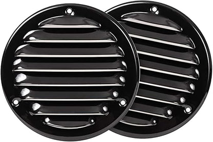 Repa Market 2-Pack 4 Inch (Opening Dimensions) Round Air Vent Cover/Black Galvanized Steel Louvered Grill Cover with Mesh Screen/Wall or Ceiling Vent/HVAC Register for DIY Home Improvement
