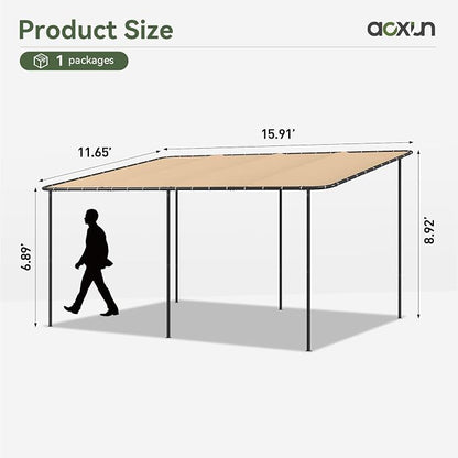 Aoxun 16x12 Lean-to Gazebo, Sloped Pergola Porch Canopy Awning - Image 5