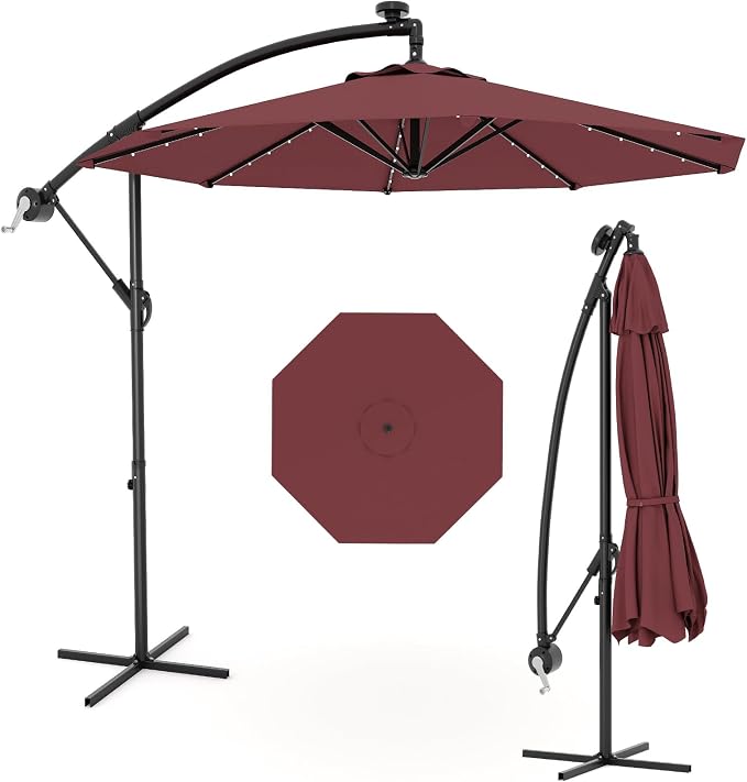 Garvee 10FT Solar Lights Offset Patio Umbrella - Image 2