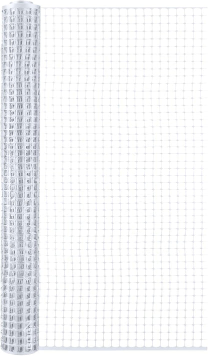 BOEN Garden Fence Temporary Barrier Outdoor Fence for Dog, Rabbit or Deer, Garden Netting Plastic Mesh Plant Protection (4' x 100', White)