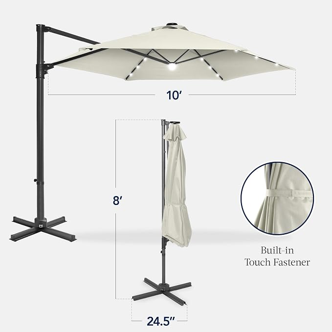 Best Choice Products 10ft Solar LED Offset Cantilever Hanging Market Patio - Image 2