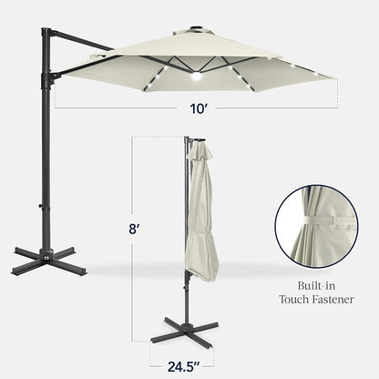 Best Choice Products 10ft Solar LED Offset Cantilever Hanging Market Patio - Image 2
