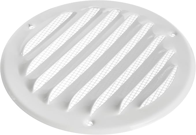 Repa Market 2-Pack 4 Inch (Opening Dimensions) Round Air Vent Cover/White Galvanized Steel Louvered Grill Cover with Mesh Screen/Wall or Ceiling Vent/HVAC Register for DIY Home Improvement