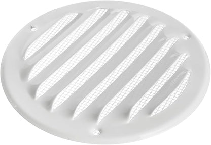 Repa Market 5-Pack 4 Inch (Opening Dimensions) Round Air Vent Cover/White Galvanized Steel Louvered Grill Cover with Mesh Screen/Wall or Ceiling Vent/HVAC Register for DIY Home Improvement