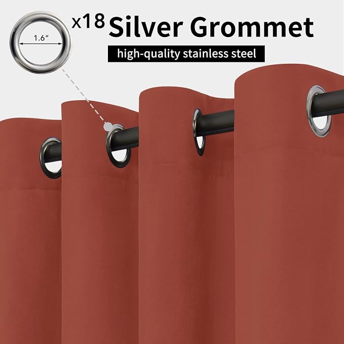 Easy-Going Outdoor Curtains for Patio 1 Panel, 150x84 inch, Terra Red | - Image 2