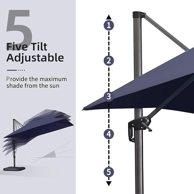PURPLE LEAF Patio Cantilever Umbrella 10' x 13' Large Space - Image 6