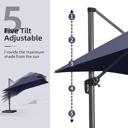 PURPLE LEAF Patio Cantilever Umbrella 10' x 13' Large Space - Image 6