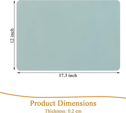 SHACOS Placemats Set of 6 Faux Leather Waterproof Leakproof Wipeable PU Non-Slip Vinyl Place Mats Heat Resistant Table Mats for Kitchen Dining Table Indoor Outdoor, Pale Green