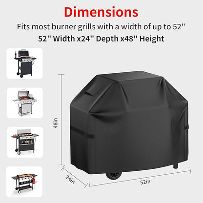 Grill Cover for Outdoor Grill, 52 Inch Heavy Duty 600D Waterproof BBQ Gas Grill Covers for Outside, UV & Fade Resistant, All Weather Protection Compatible for Weber Charbroil Nexgrill Kenmore Grills