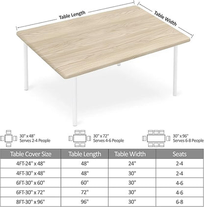 Rectangle Table Cloth Cover Waterproof Elastic Fitted Polyester Fitted Tablecloths for 4 Foot Tables for Indoor,Picnic, Camping, Outdoor （48" x 24"，Wood Grain）