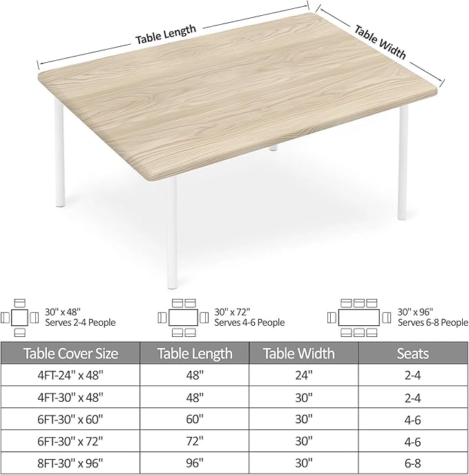 Rectangle Table Cloth Cover Waterproof Elastic Fitted Polyester Fitted Tablecloths for 4 Foot Tables for Indoor,Picnic, Camping, Outdoor （48" x 30"，Wood Grain）