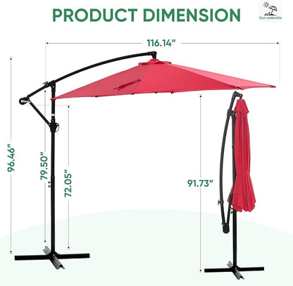 NEWBULIG 10FT Patio Umbrella, Cantilever Umbrella, UV Protection | Outdoor - Image 8