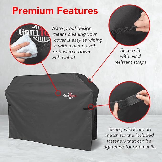 Heavy Duty BBQ Grill Cover for Outdoor Grill, 60 Inch – Waterproof, Weather Resistant, UV & Fade Resistant with Adjustable Straps – Gas Grill Cover for Weber, Charbroil, etc. Charcoal