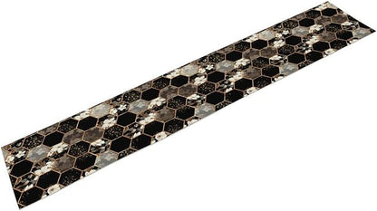 Marble Table Runner, Spring Floral Marble Geometric Texture Pattern Table Runner for Wedding Home Living Room Party Dining Kitchen 13x90in