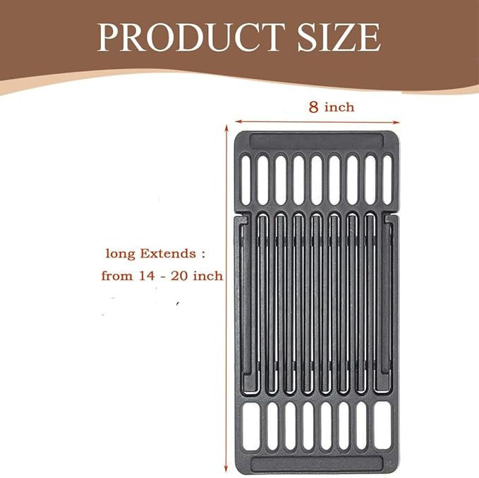 PCBZ0B (3-Pack) 8 inch wide Adjustable Cast Iron Cooking Grate Replacement for BBQ Grills Gas Eletric Grills, Universal Cooking Grids Extend from 14" up to 20" L