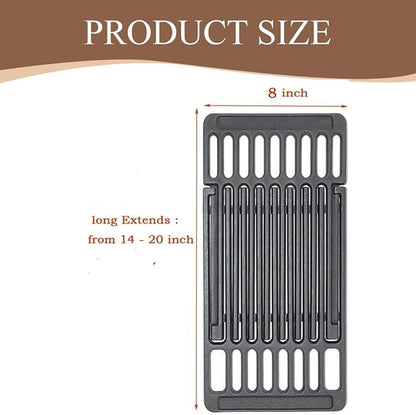 PCBZ0B (3-Pack) 8 inch wide Adjustable Cast Iron Cooking Grate Replacement for BBQ Grills Gas Eletric Grills, Universal Cooking Grids Extend from 14" up to 20" L
