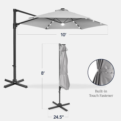 Best Choice Products 10ft Solar LED Offset Cantilever Hanging Market Patio - Image 2